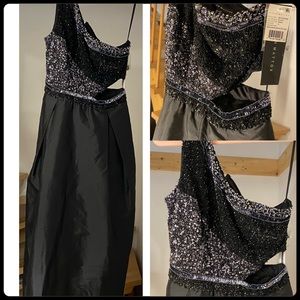 Black Aiden Mattox One shoulder Gown